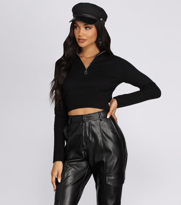 Zip Front Cropped Sweater