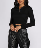 Zip Front Cropped Sweater