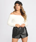 With fun and flirty details, Chenille Cable Knit Crop Top shows off your unique style for a trendy outfit for the summer season!