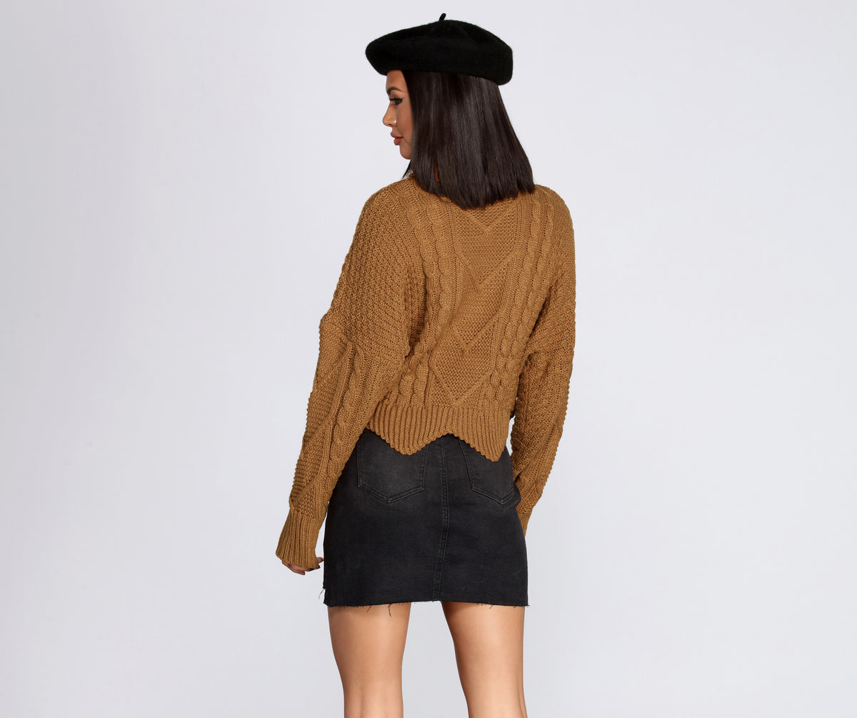 Cozy Vibes Cable Knit Sweater