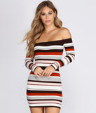 Striped Off The Shoulder Mini Dress