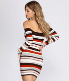 Striped Off The Shoulder Mini Dress