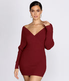 Ribbed Knit Surplice Mini Dress