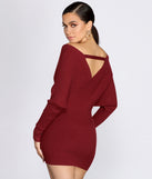 Ribbed Knit Surplice Mini Dress
