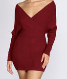 Ribbed Knit Surplice Mini Dress