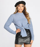Tie Front Angora Knit Cropped Sweater
