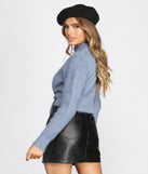 Tie Front Angora Knit Cropped Sweater