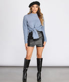 Tie Front Angora Knit Cropped Sweater