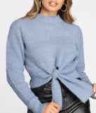 Tie Front Angora Knit Cropped Sweater