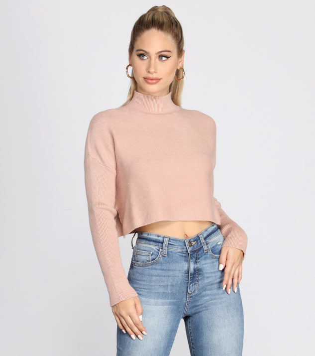 With fun and flirty details, Sweater Weather Mock Neck Cropped Top shows off your unique style for a trendy outfit for the summer season!