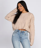 Textured Cable Knit Cropped Sweater
