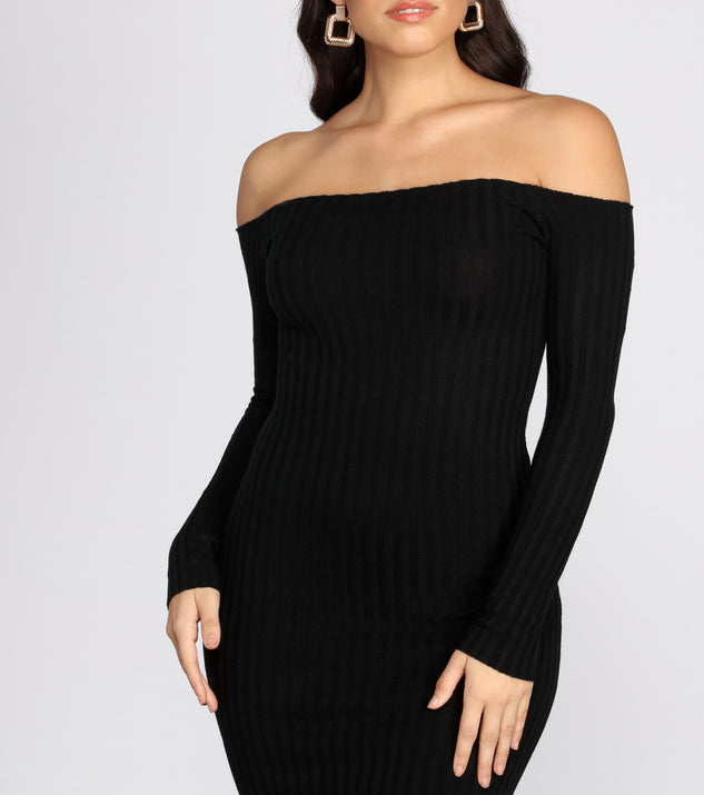 Ribbed Off Shoulder Sweater Dress Windsor