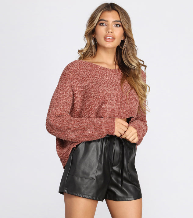 Cutie In A Chenille Cropped Sweater