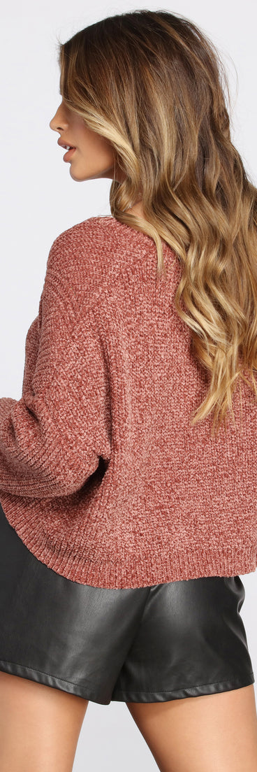 Cutie In A Chenille Cropped Sweater