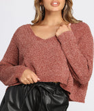 Cutie In A Chenille Cropped Sweater