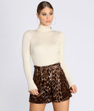 Ribbed Knit Turtleneck Top
