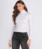 Ribbed Knit Turtleneck Top