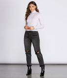 Ribbed Knit Turtleneck Top