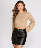 Eyelash Knit Bell Sleeve Crop Top