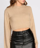 Eyelash Knit Bell Sleeve Crop Top