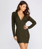 Beautifully Buttoned Ribbed Sweater Dress