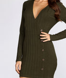 Beautifully Buttoned Ribbed Sweater Dress