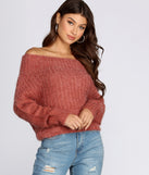Off The Shoulder Angora Knit Sweater