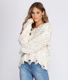 With fun and flirty details, Cozy Cute Confetti Knit Sweater shows off your unique style for a trendy outfit for the summer season!