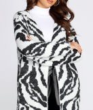 Fuzzy Zebra Print Cardigan