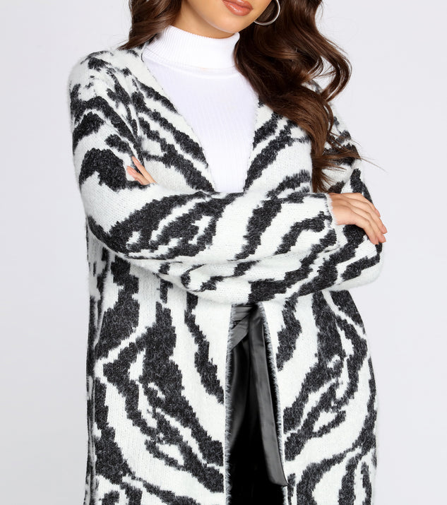 Fuzzy Zebra Print Cardigan
