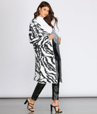 Fuzzy Zebra Print Cardigan