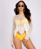 Crochet Fringe Hem Crop Top is a trendy pick to create 2023 festival outfits, festival dresses, outfits for concerts or raves, and complete your best party outfits!