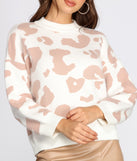 Leopard Print Crew Neck Sweater for 2022 festival outfits, festival dress, outfits for raves, concert outfits, and/or club outfits