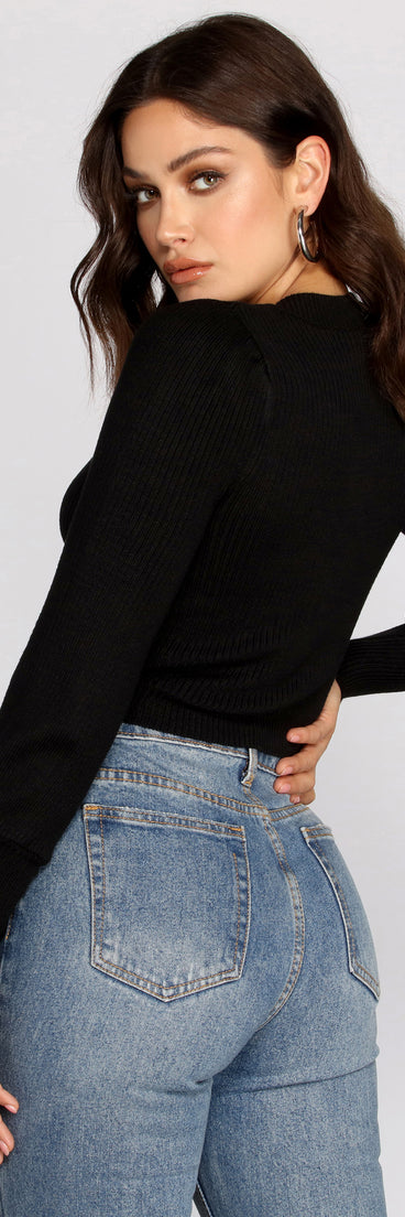 With fun and flirty details, Balloon Sleeve Ribbed Crop Top shows off your unique style for a trendy outfit for the summer season!