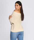 Cable Knit Off Shoulder Sweater