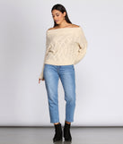 Cable Knit Off Shoulder Sweater