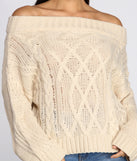 Cable Knit Off Shoulder Sweater