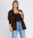 Buttoned Zebra Print Cardigan