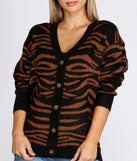 Buttoned Zebra Print Cardigan