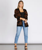 Buttoned Zebra Print Cardigan