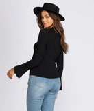 Crew Neck Bell Sleeve Top