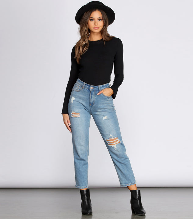 Crew Neck Bell Sleeve Top