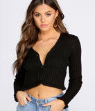 Frilly Long Sleeve Cropped Cardigan