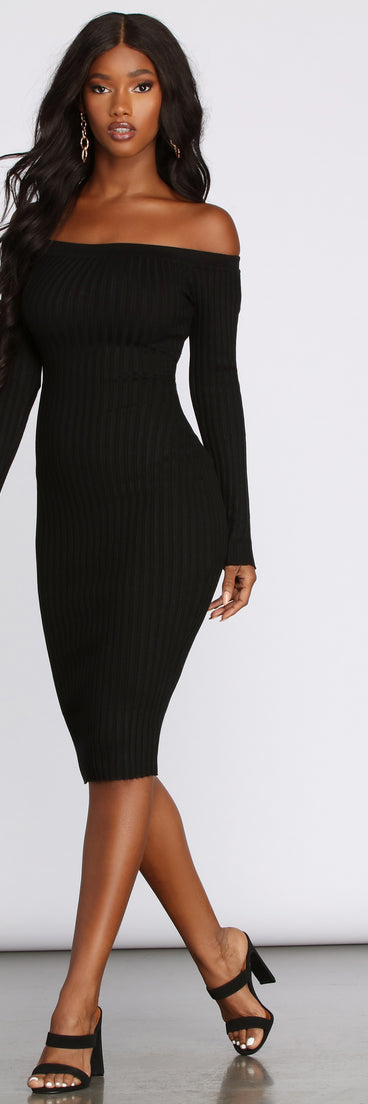 A Classic Ribbed Midi Dress