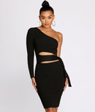 Dress up in One Of A Kind One Shoulder Knit Midi Dress as your going-out dress for holiday parties, an outfit for NYE, party dress for a girls’ night out, or a going-out outfit for any seasonal event!