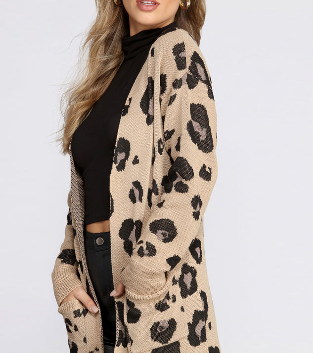 トップス Semantic design leopard long cardigan Women Leopard Print Cardigan Long Open Front Sweaters Loose