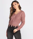 Button Up Distressed Cropped Cardigan