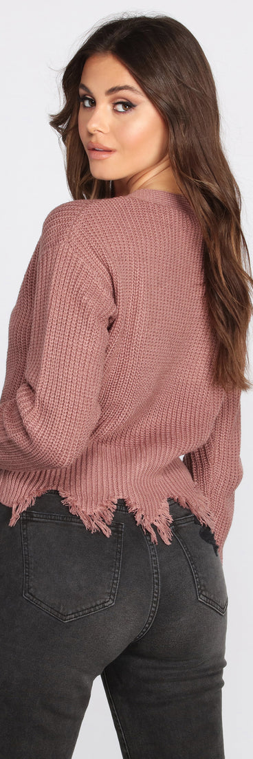 Button Up Distressed Cropped Cardigan