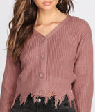 Button Up Distressed Cropped Cardigan