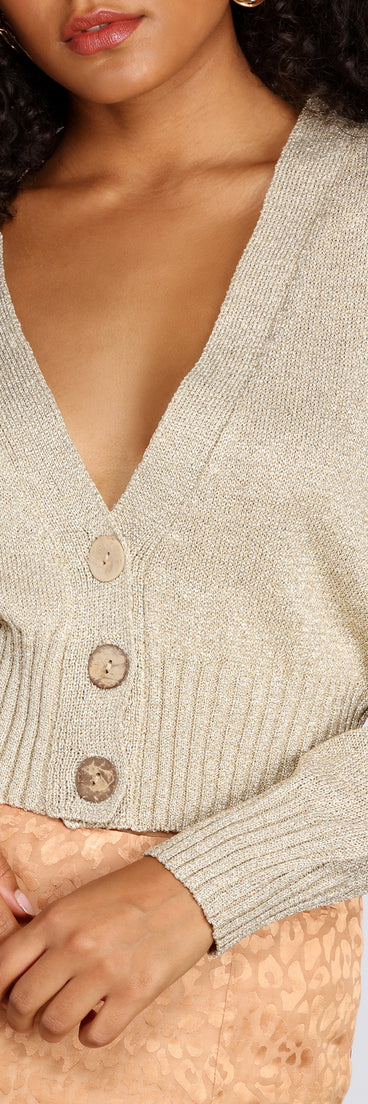 Dripped In Glitter Cropped Cardigan